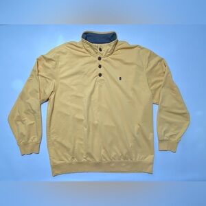GOOD- Size XXL Mens IZOD Long Sleeve 1/4 Button Pullover Cotton Polyester Yellow